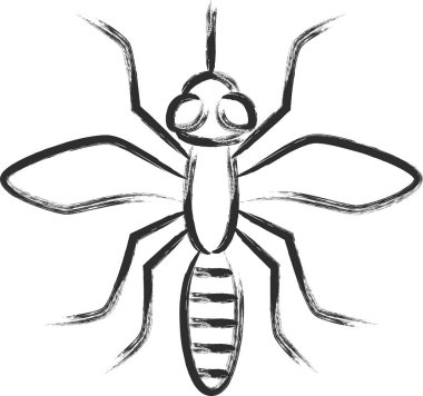 Fırçayla çizilmiş mini böcek simgesi sivrisinek