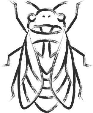 Fırçayla çizilmiş mini böcek tek simge ağustos böceği