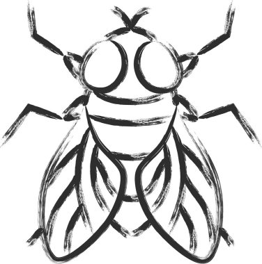 Fırçayla çizilmiş mini böcek tek simge sineği