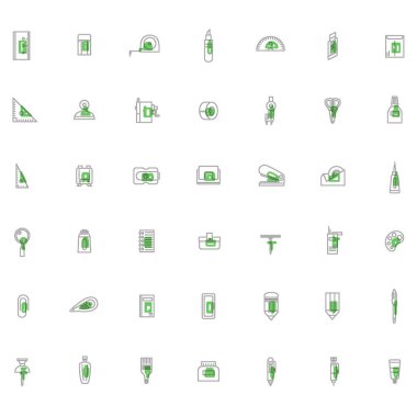 Teaching materials tools icon set outline clipart