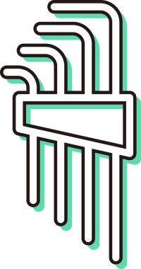 Renk gölge çalışma aracı tek öge simge altıgen anahtarı