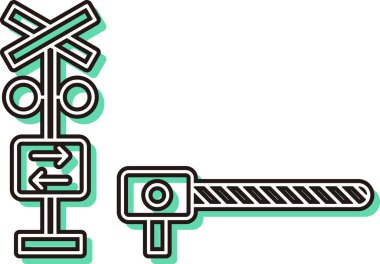 Renk Gölgesi İstasyonu ikon illüstrasyon demiryolu geçişi