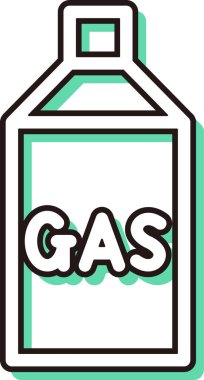 Afet önleme gaz silindiri için gerekli ögelerin tek renk gölge simgesi