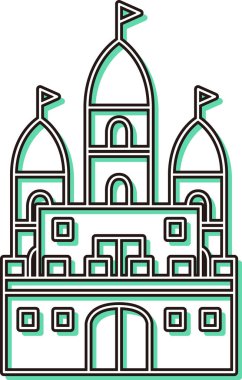 Renk gölgesi temalı park ilgili tek illüstrasyon simgesi set kalesi