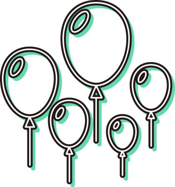 Renk gölgesi tema parkı ilişkili tek resim simgesi seti balonları