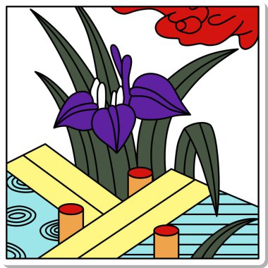 Etiket Meydanı Hanafuda Iris Yatsuhashi Moriwa Satsuki May Iris ve Yatsuhashi