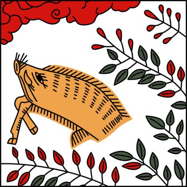 Renkli kare hanafuda, Bunzuki, Hagi, domuz, July, Hagi ve domuz