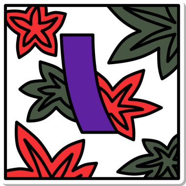 Etiket Meydanı Basit Hanafuda Kannazuki Sonbaharı Mavi Kısa Ekim Sonbahar Yaprakları Mavi Kısa