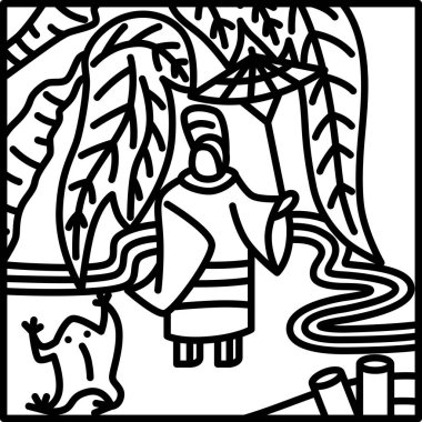 Çizgi çizimi basit Hanafuda Shimotsuki Tochi November Michikaze Ono Tochi ve Michikaze