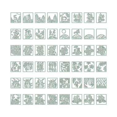 Renk gölgesi kare mini Hanafuda simgesi seti