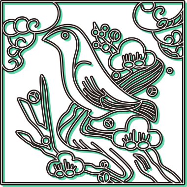 Renkli Gölge Meydanı Hanafuda Bülbülü Kisaragi Erik ve Nightingale