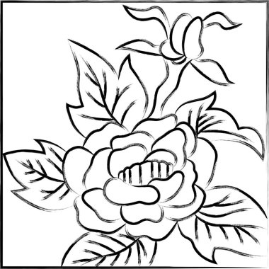 Brush-written square hanafuda Minazuki Peony June Peony dregs clipart