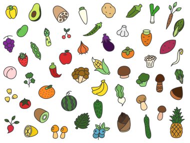 Renkli sebze mantar ikonu seti