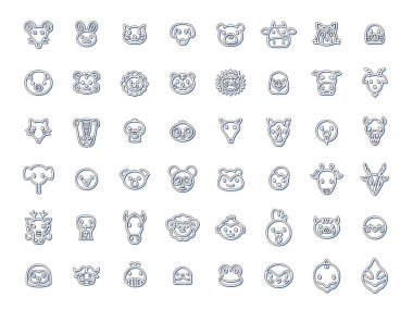 Renk gölgesi mini hayvan resimleme simgesi seti