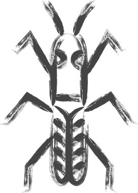 Fırçayla çizilmiş mini böcek. Tek simge su yürüyücüsü.