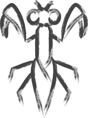 Fırçayla çizilmiş mini böcek tek simge dua eden peygamberdevesi