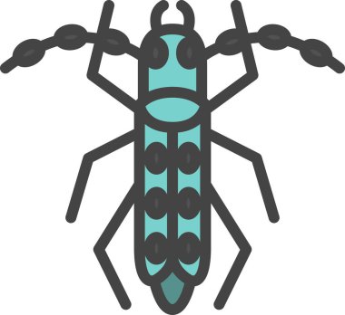 Tek renk mini böcek ikonu Longhorn böceği