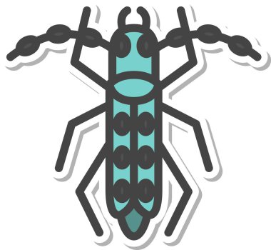 Sticker mini insect single item icon longhorn beetle clipart