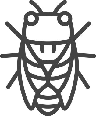 Çizgi çizimi mini böcek tek simge ağustos böceği