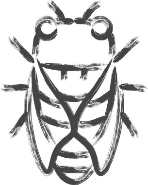 Fırçayla çizilmiş mini böcek tek simge ağustos böceği