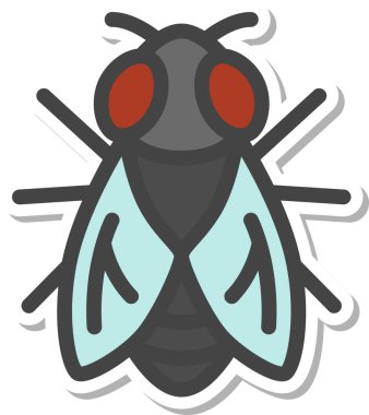 Çıkartma mini böcek tek öge simgesi sineği