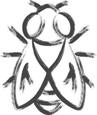 Fırçayla çizilmiş mini böcek tek simge sineği