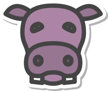 Etiketli hayvan simgesi tek bir hipopotam