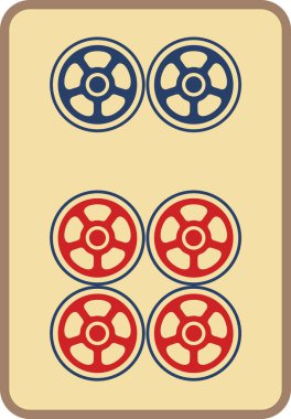 Antika stil eski mahjong fayans tek öge simgesi