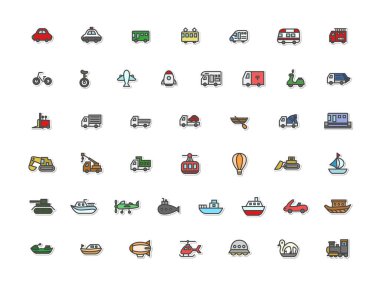 Çıkartma biçimi araç illüstrasyon simgesi seti (arkaplan yok)