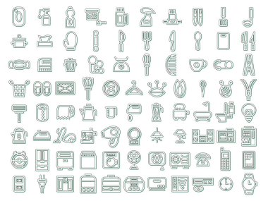 Renk gölgesi günlük ihtiyaçlar ev aletleri ilgili simge seti