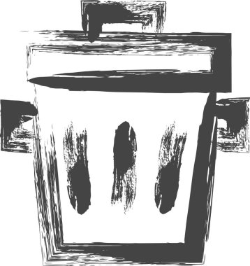 Günlük ihtiyaçlarla ilgili tek öge simgesi fırçayla yazılmış ev gereçleri: çöp kutusu