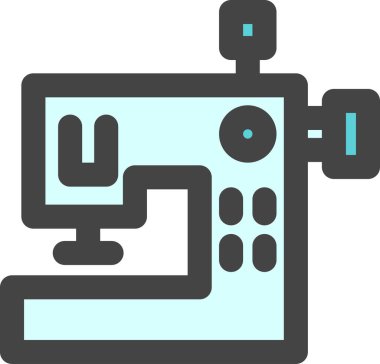 Günlük ihtiyaçlarla ilgili tek renk simgesi ev aletleri dikiş makinesi