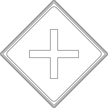 Bir tabelanın tek çizim çizimi - Togata yolunda bir yol ayrımı var