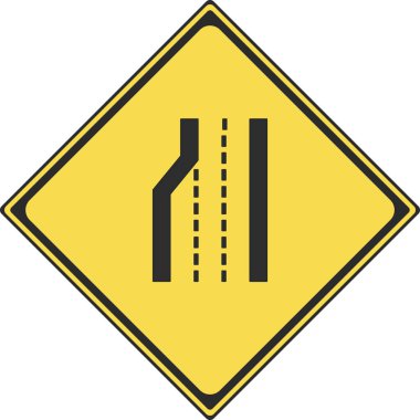 Bir işaretin tek renk illüstrasyonu: Azalan şerit sayısı