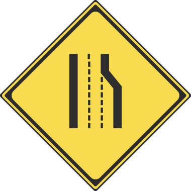 Bir işaretin tek renk illüstrasyonu: Azalan şerit sayısı