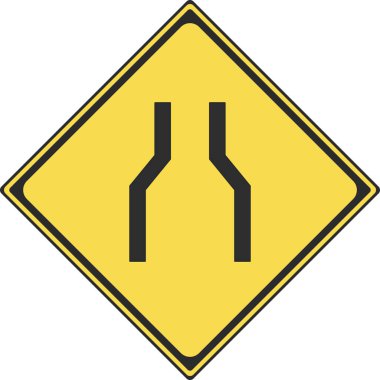 Yol işaretinin tek renk çizimi - yol genişliği daraltılıyor