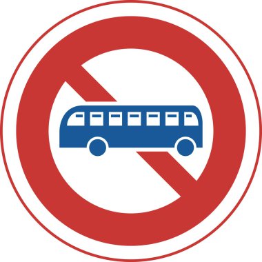 Bir işaretin tek renk çizimi: Büyük yolcu araçları için giriş yasak