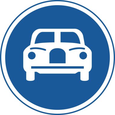 Sadece otomobiller için işaretin tek renk illüstrasyonu