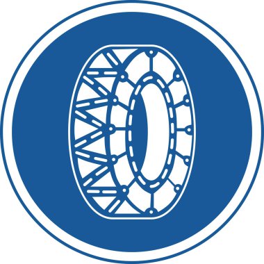 İşaretin tek renk çizimi: Lastik zinciri olmayan araçlar için giriş yasak