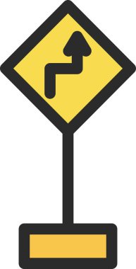 Sırtı bükülmüş, direkli mini bir tabelanın tek bir çizimi