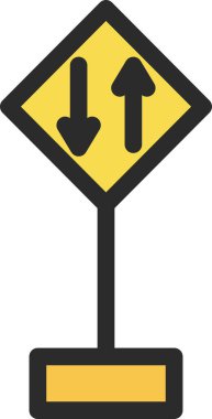 Direkli mini tabelanın tek bir çizimi - çift yönlü trafik