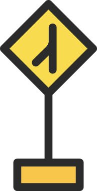 Küçük bir tabelayla direğin tek bir çizimi - trafiği birleştiriyor