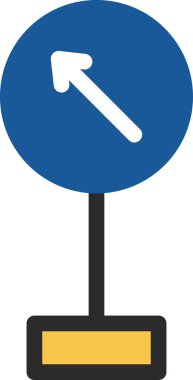 Direkli bir mini tabelanın tek bir çizimi: Belirtilen yön dışında herhangi bir yönde ilerlemek yasaktır