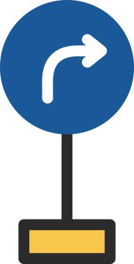 Direkli bir mini tabelanın tek bir çizimi: Belirtilen yön dışında herhangi bir yönde ilerlemek yasaktır