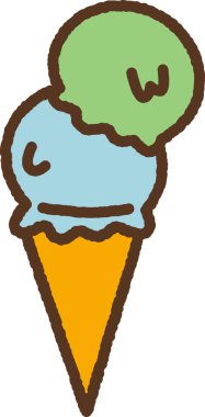 Elle çizilmiş tek bir ikon resimli yiyecek buzlu konisi