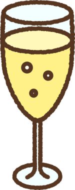 Elle çizilmiş ikon çizimi. Şampanya iç.