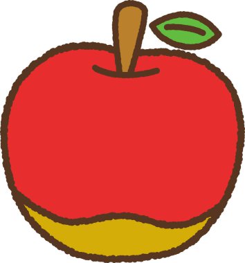 Elle çizilmiş tek bir ikon illüstrasyon Meyve Elması