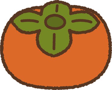 El çizimi tek simge illüstrasyon Meyve Persimmon