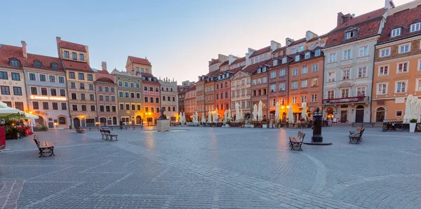 View Old Market Square Colorful Facades Old Houses Dawn Warsaw — 图库照片
