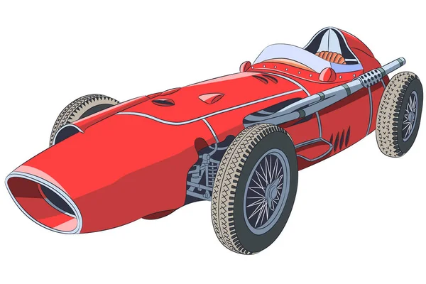 Kolor Wektor Ilustracja Czerwonego Sportowego Retro Samochodu Wyścigowego Białym Tle — Wektor stockowy